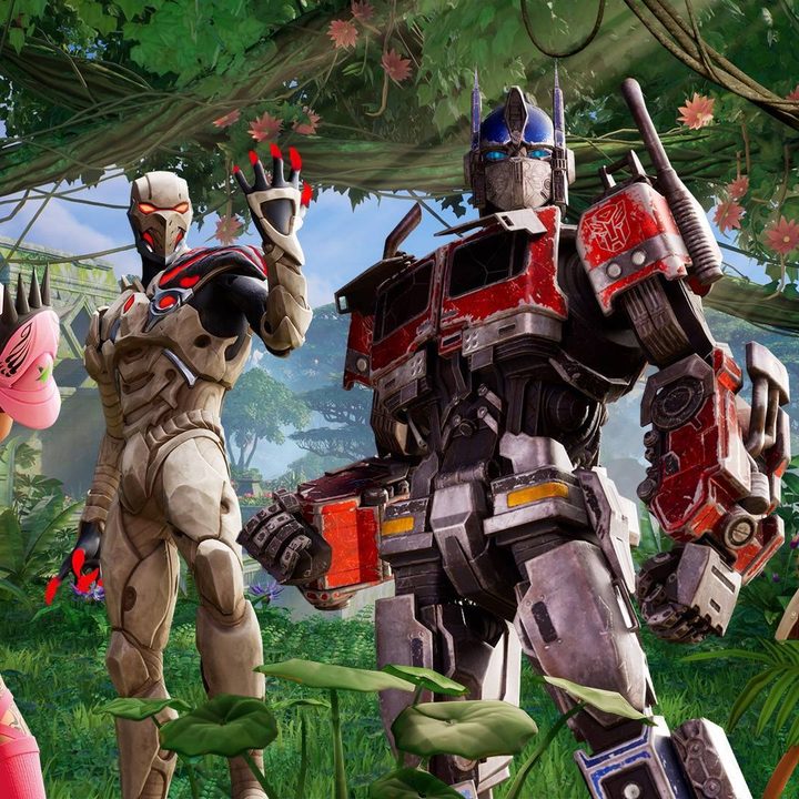 Characters including Optimus Prime from Fortnite.