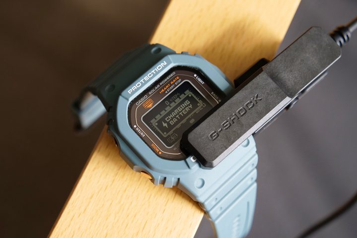 The Casio G-Shock DW-H5600 on charge.