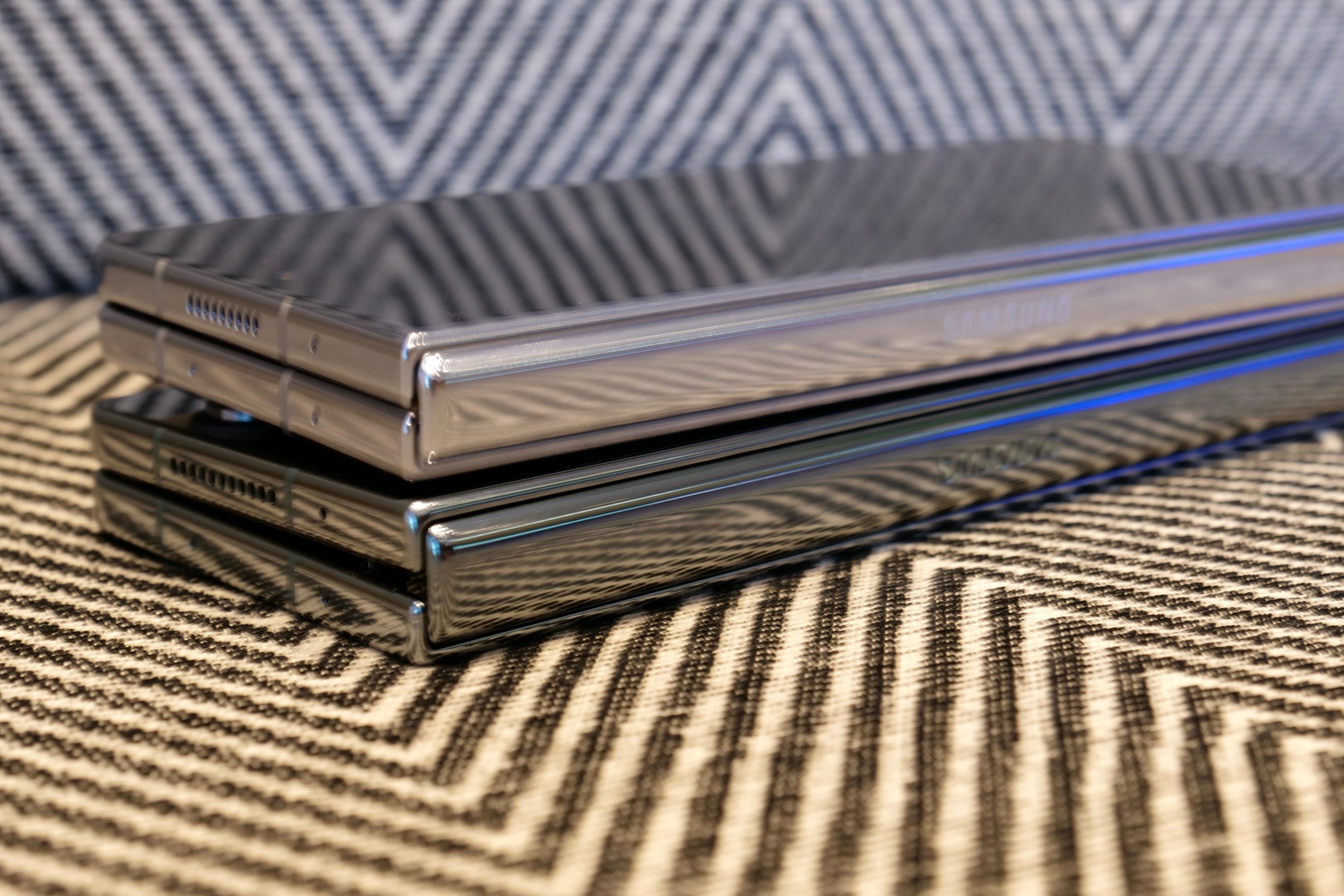 The Samsung Galaxy Z Fold 4 and Galaxy Z Fold 5 folded up.