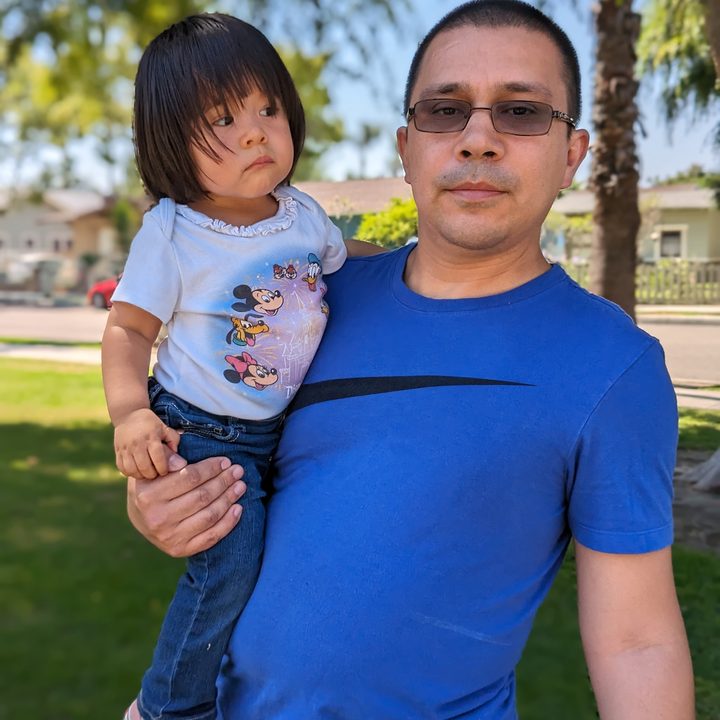 Daddy daughter portrait taken with Google Pixel Fold.