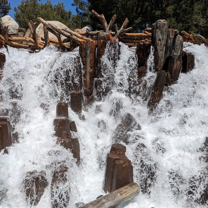 Grizzly River Run waterfall at Disney California Adventure taken with Google Pixel Fold telephoto lens.