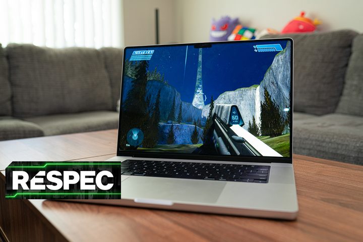 Halo running on a MacBook Pro.