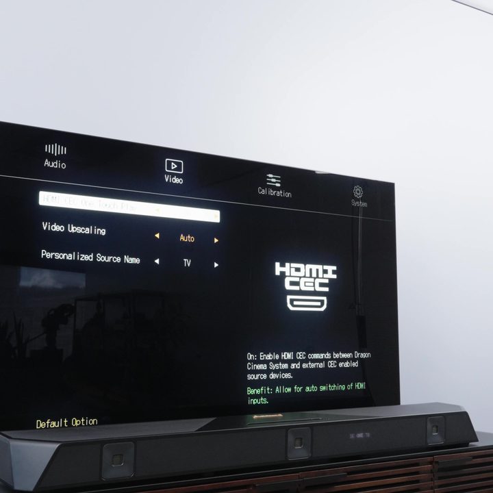 An HDMI CEC settings page on a TV screen.