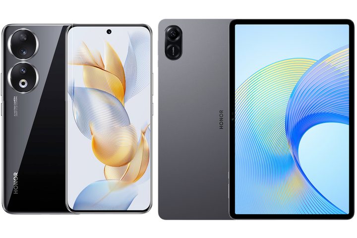 The Honor 90 in black and the Honor Pad X9 tablet.