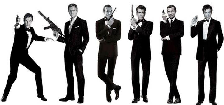 A montage of all the actors who have played James Bond.