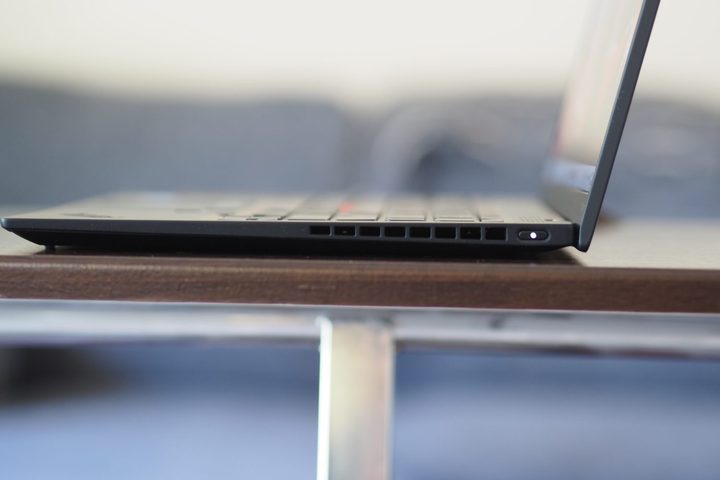 Lenovo ThinkPad X1 Nano Gen 3 side view showing lid and vents.