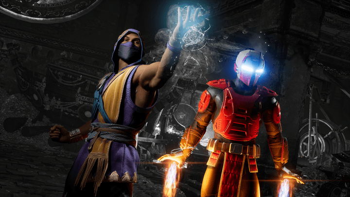 Rain stands next to Sektor in Mortal Kombat 1.
