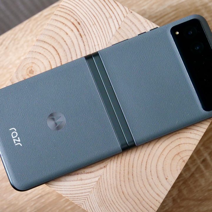 The open Motorola Razr 40, seen from the back.
