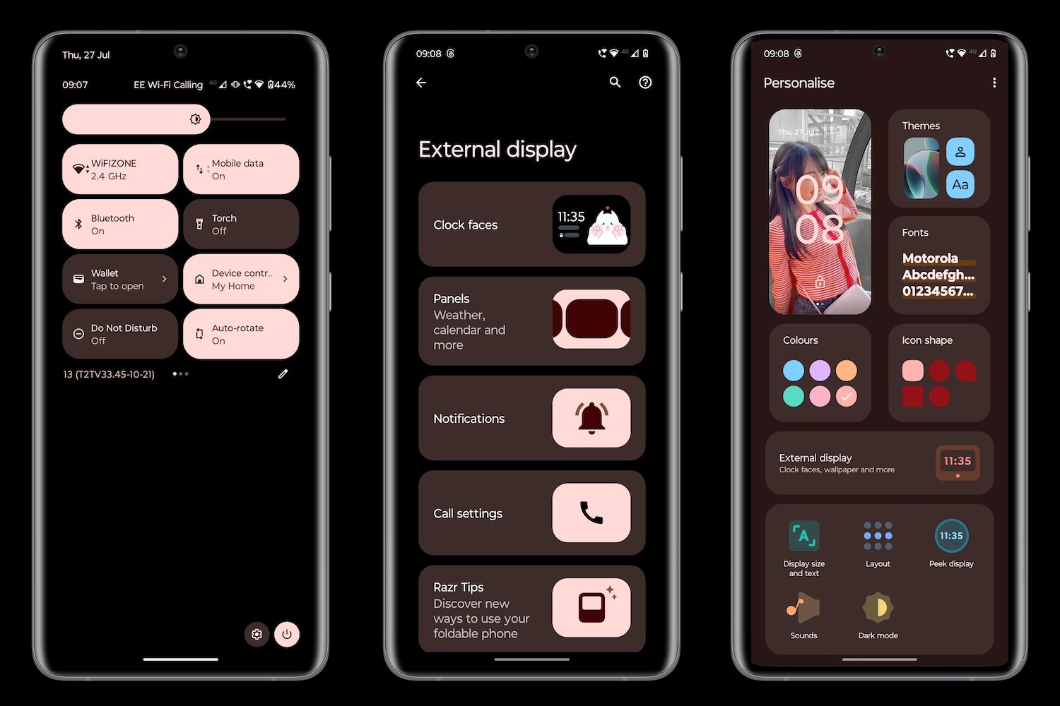 Screenshots taken from the Motorola Razr 40's software.
