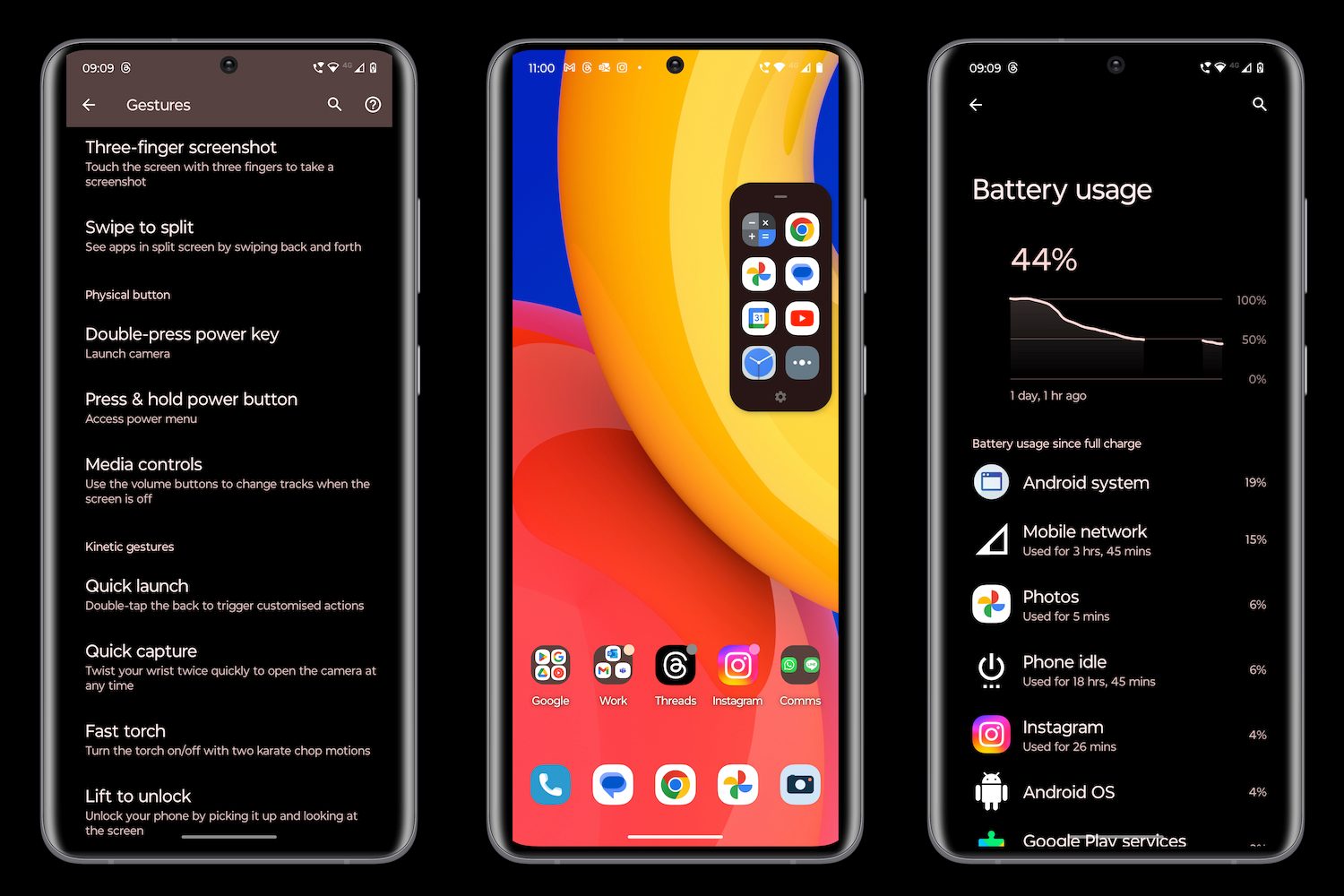 Screenshots taken from the Motorola Razr 40's software.