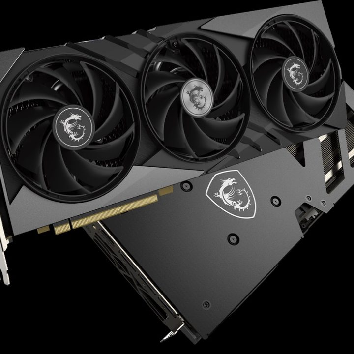 Two MSI RTX 4060 Ti 16GB GPUs over a black background.