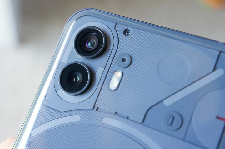 Close-up view of the camera on the Nothing Phone 2.