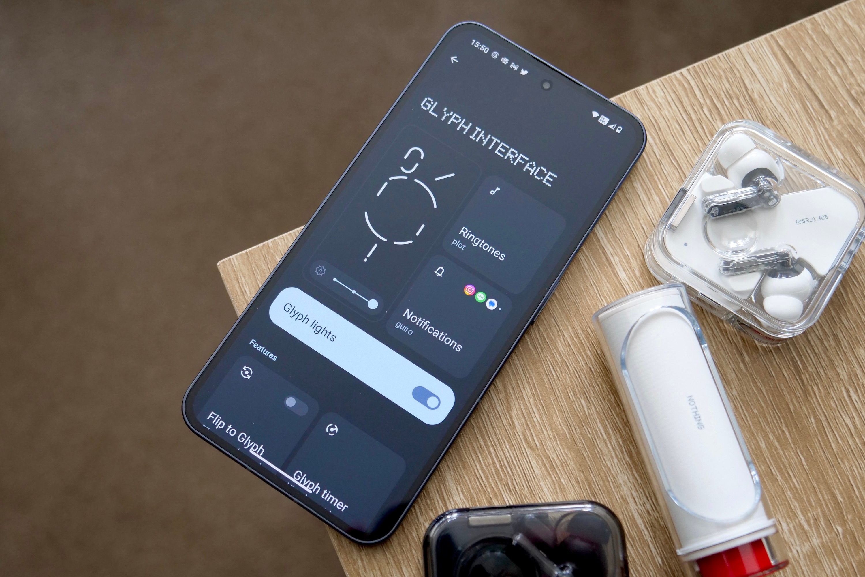 The Glyph interface on the Nothing Phone 2.