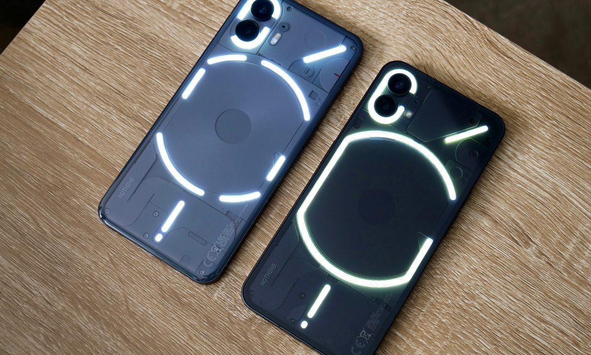 The Nothing Phone 2 and Nothing Phone 1's Glyph lights.