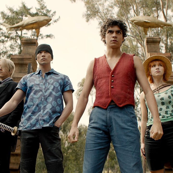 Luffy and the Straw Hats Crew standing together in a forest in Netflix's One Piece.