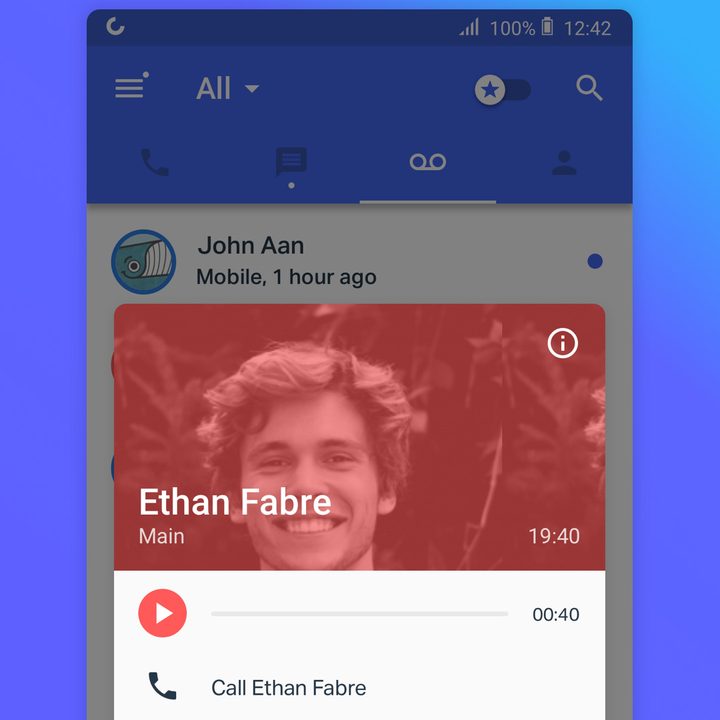Visual Voicemail in Onoff.