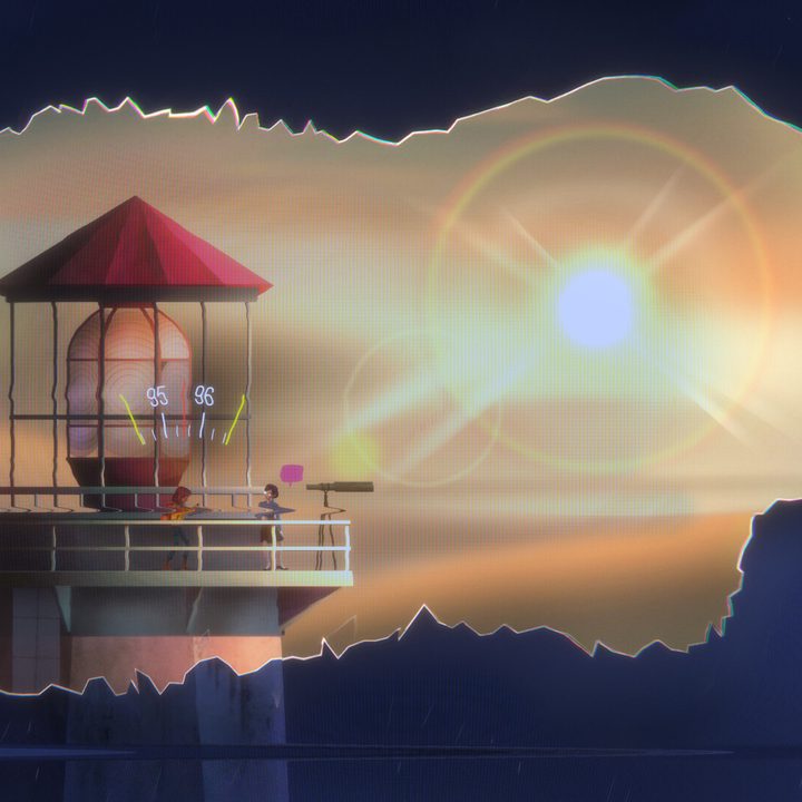 Characters stand on a lighthouse in Oxenfree II: Lost Signals.