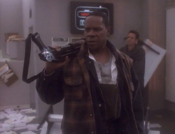 Benjamin Sisko in the guise of revolutionary Gabriel Bell during the 2024 Bell Riots in DS9's "Past Tense, Part II"