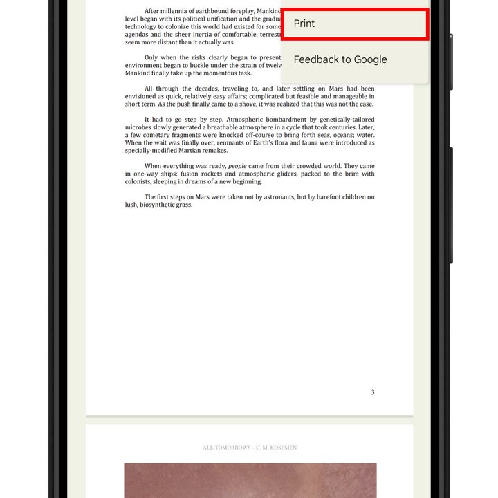 The Print command in Files.