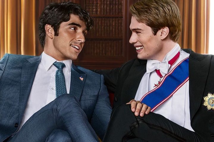 Two men look at each other in Red, White & Royal Blue.