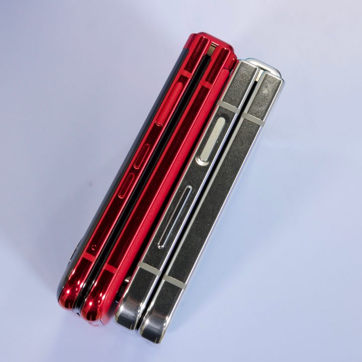 Samsung Galaxy Z Flip 5 next to the Motorola Razr Plus.