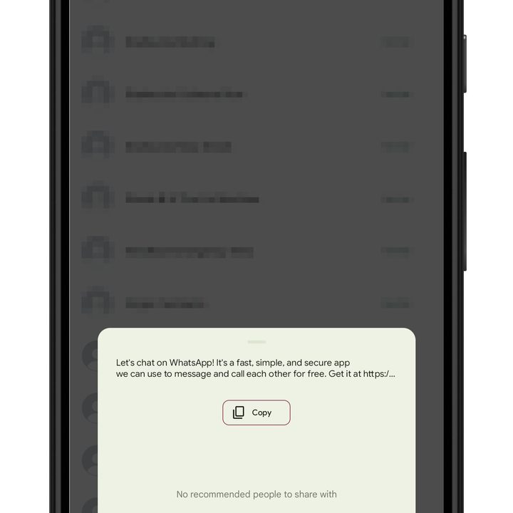 Sharing an invite link in WhatsApp through another app.
