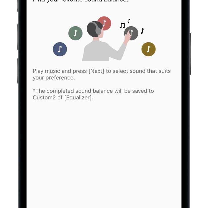 Sony Headphones app for iOS Find Your Equalizer page.