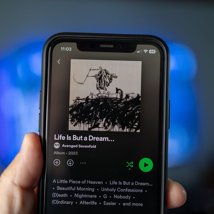 Spotify on an iPhone.