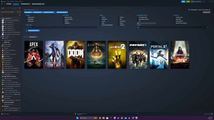 A Dynamic Collection in Steam.
