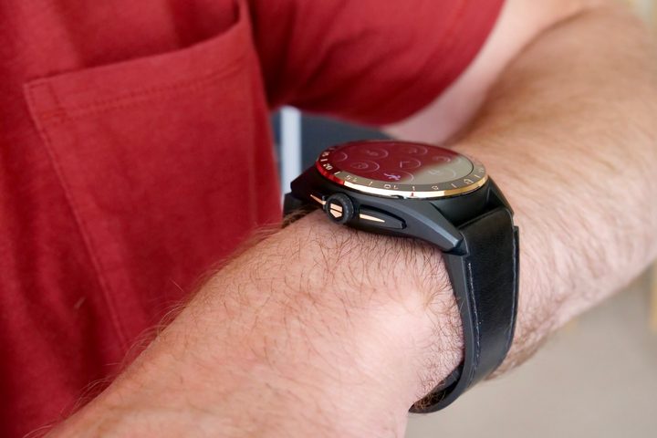 The Tag Heuer Connected Calibre E4 Bright Black Edition on a person's wrist.