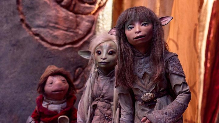 The three main characters from The Dark Crystal: Age of Resistance, standing together.