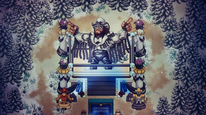 A Macho Man statue stands tall in WrestleQuest.
