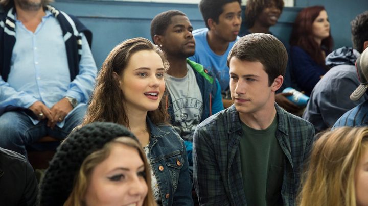 A boy looks at a girl in 13 Reasons Why.