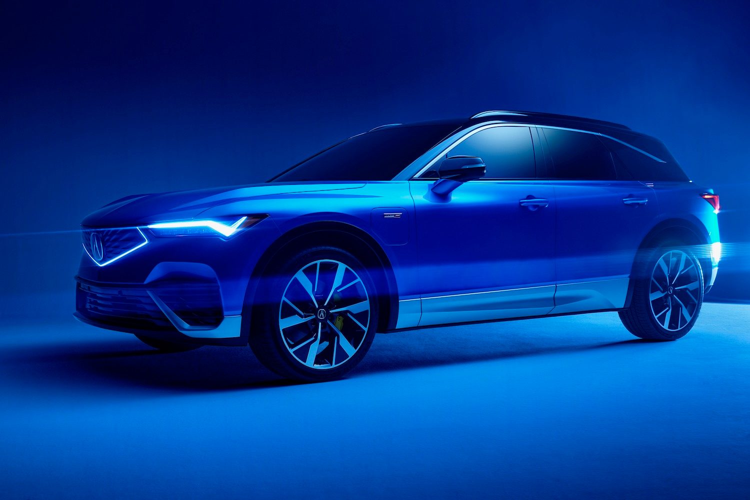 The 2024 Acura ZDX in the dark.