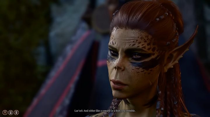 Lae'zel teasing the player in Baldur's Gate 3