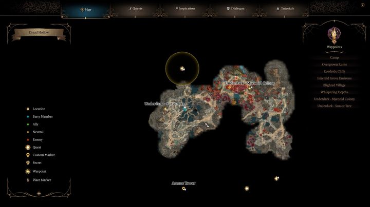 A map of the underdark in Baldur's Gate 3.