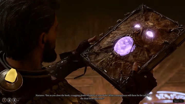 A book with an evil face in Baldur's Gate 3.