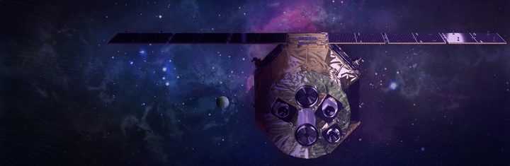 Artist impression of XRISM. XRISM will study the Universe in X-ray light with an unprecedented combination of light collecting power and energy resolution – the capability to distinguish X-rays of different energies. The mission will provide a picture of the dynamics in galaxy clusters, the chemical make-up of the Universe and the flow of matter around accreting supermassive black holes (Active Galactic Nuclei or AGN), among many other topics.