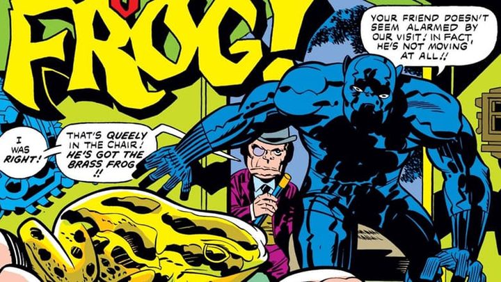 T'Challa and his companion seek King Solomon's Frog in a panel from Black Panther.