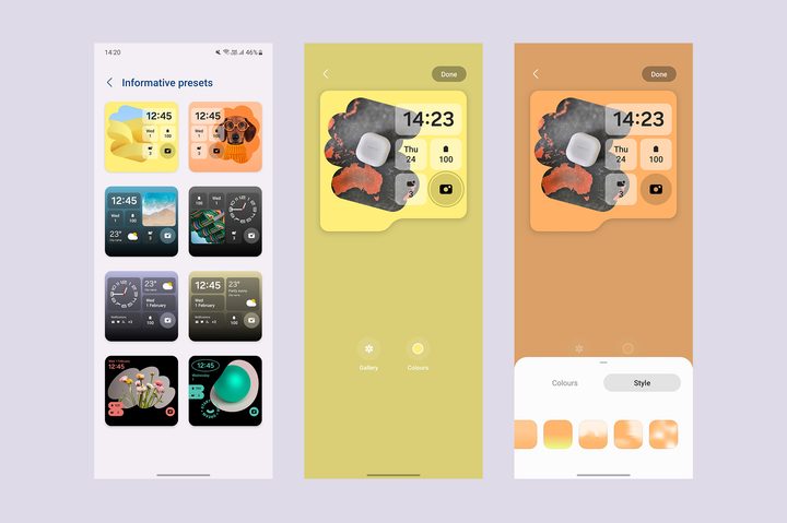 Samsung Galaxy Z Flip 5 cover screen informational wallpapers widget.