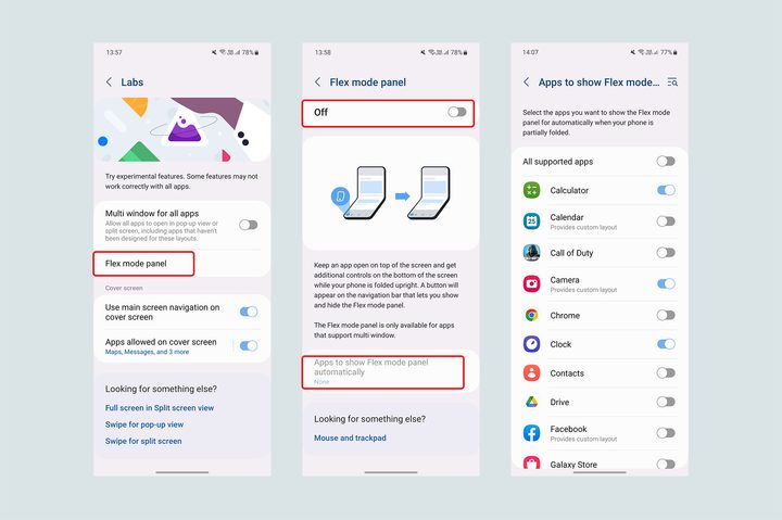 Samsung Galaxy Z Flip 5 settings automatically open Flex Mode