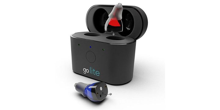 The Go Hearing Go Lite OTC Hearing Aids on a white background.