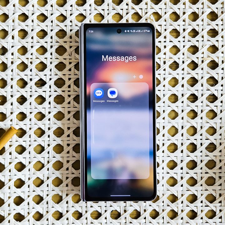 Google messages versus samsung messages app icons side by side on Galaxy Z Fold 5.