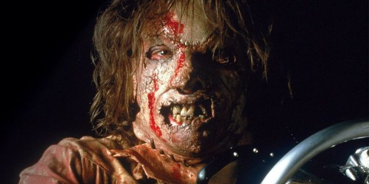 Leatherface drives a car looking for someone