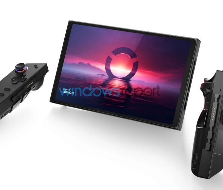 The rumored Lenovo Legion Go console with two separate joysticks.