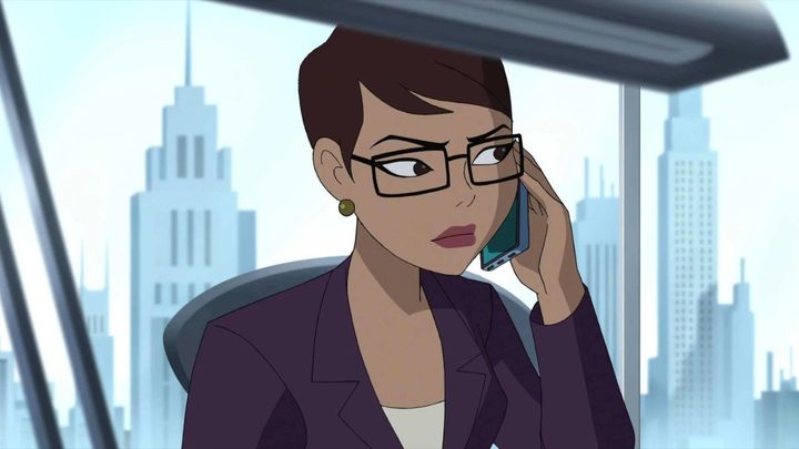 Lois Lane on the phone in the animated movie Justice League: Gods and Monsters.