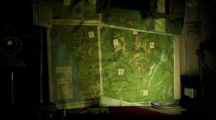 The map players use to chart routes in Pacific Drive.