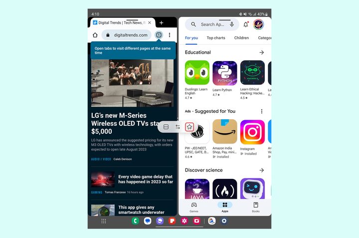 Samsung Galaxy Z Fold 5 save app groups for quick access.
