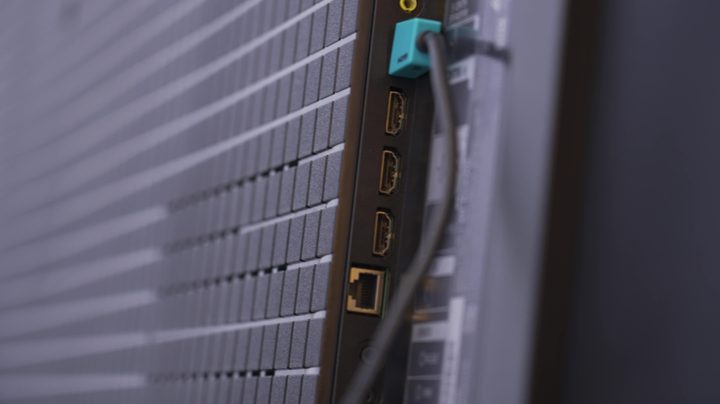 The rear and port selection on a Sony X90L.