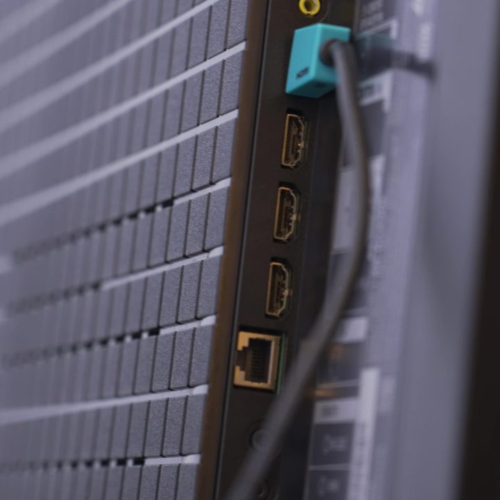 The rear and port selection on a Sony X90L.